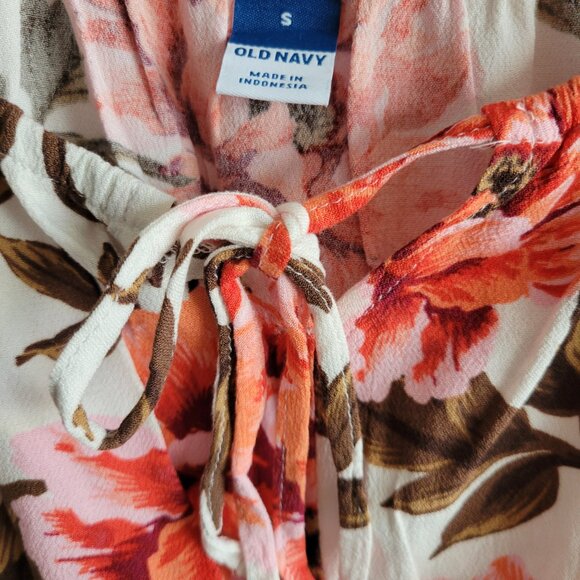 NWT Waist-Defined Floral Crepe Midi Dress Sz S Old Navy - Picture 4 of 4